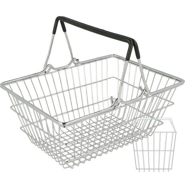 Mini Cesta de Compras p/ Tapas Cromado Aço Mini Cesta de Compras p/ Tapas Cromado Aço